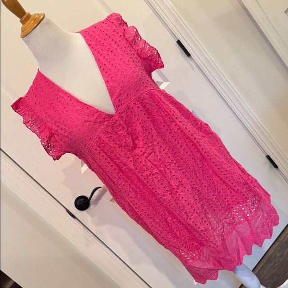 Pink Eyelet V-Neck romper Dress sz 2X - Picture 1 of 11